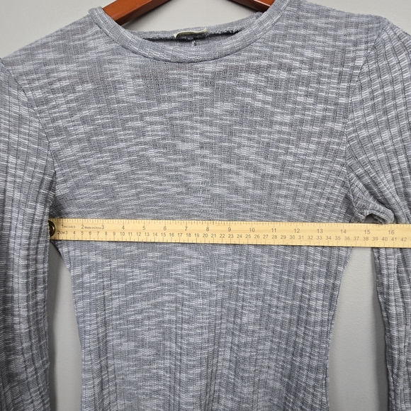 Free People Aura Layering Top Semi Sheer Long Sleeve Rib knit Gray Women Size XS - Picture 7 of 9